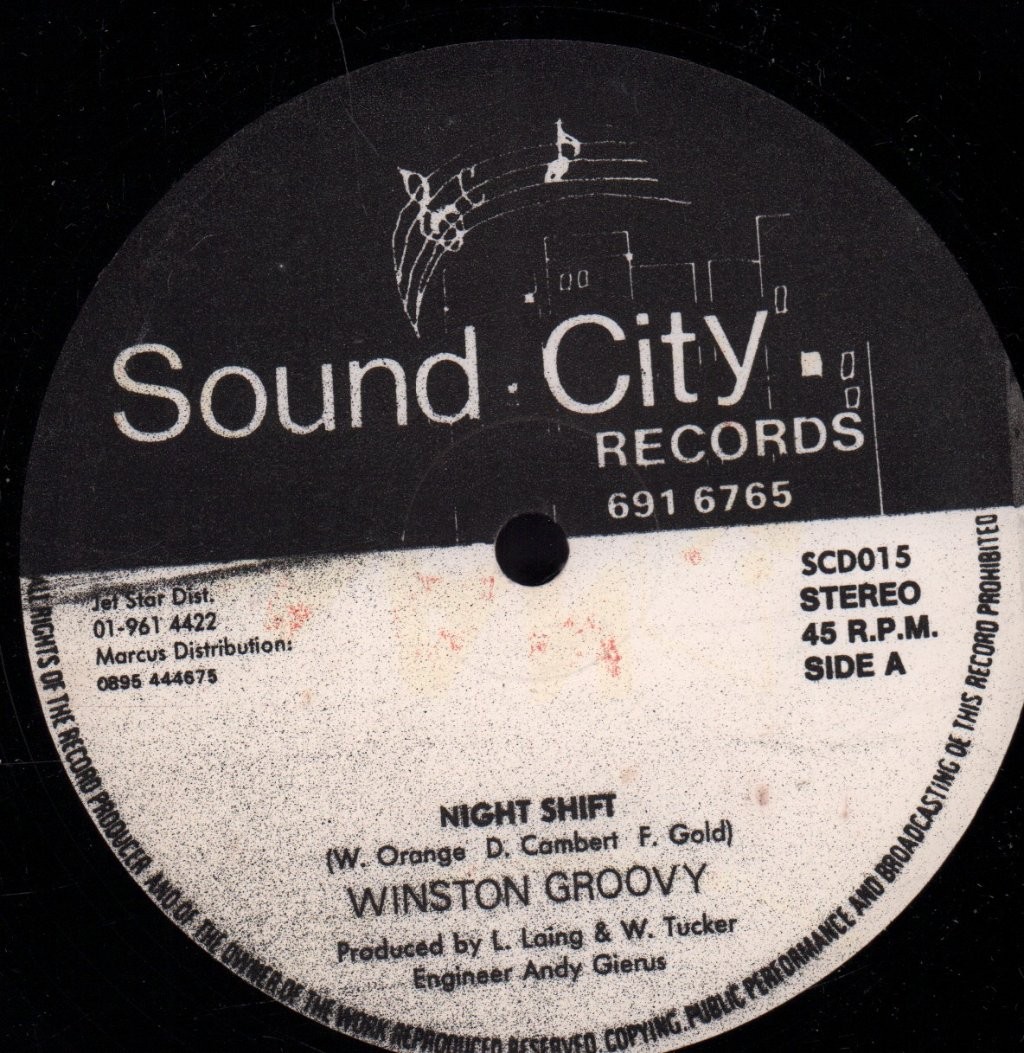 Winston Groovy Night Shift 12" Vinile UK Sound City In Manica Esterna Bianca