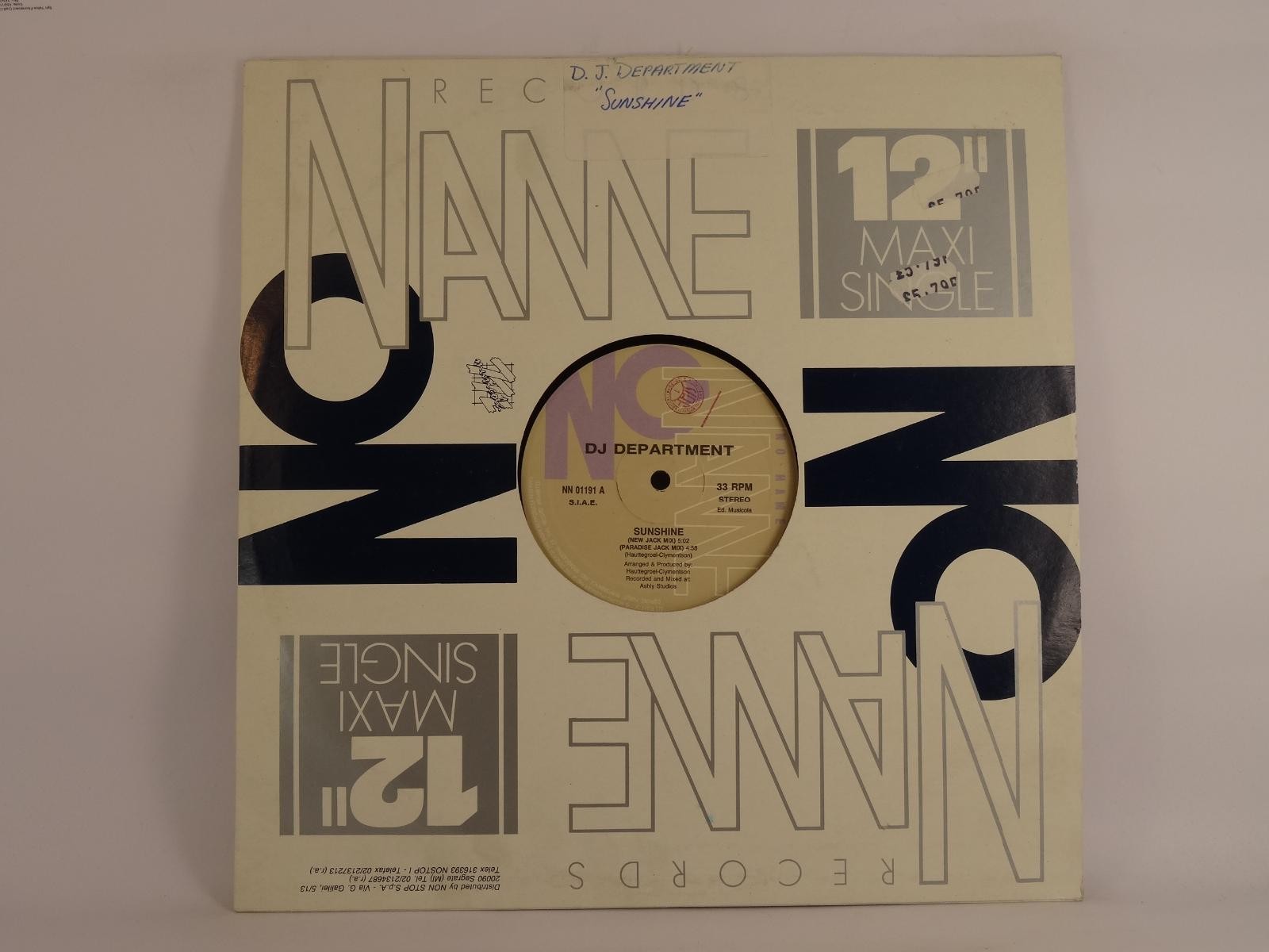 DJ DEPARTMENT SUNSHINE (A) 12" NO NAME RECORDS