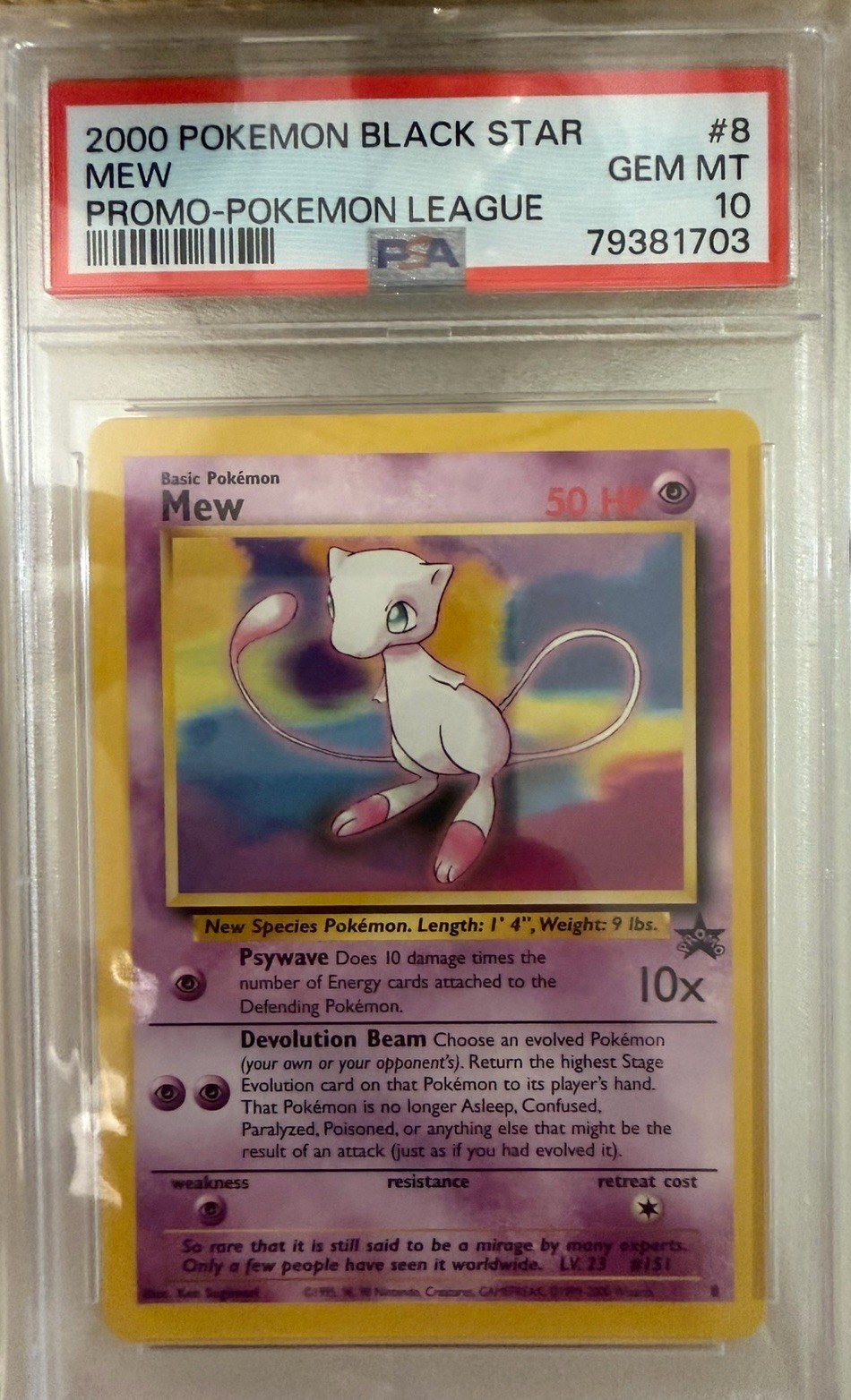 Promo Pokémon TCG Stella Nera Mew 2000 - Lega Pokémon #8 PSA 10 GEM MT
