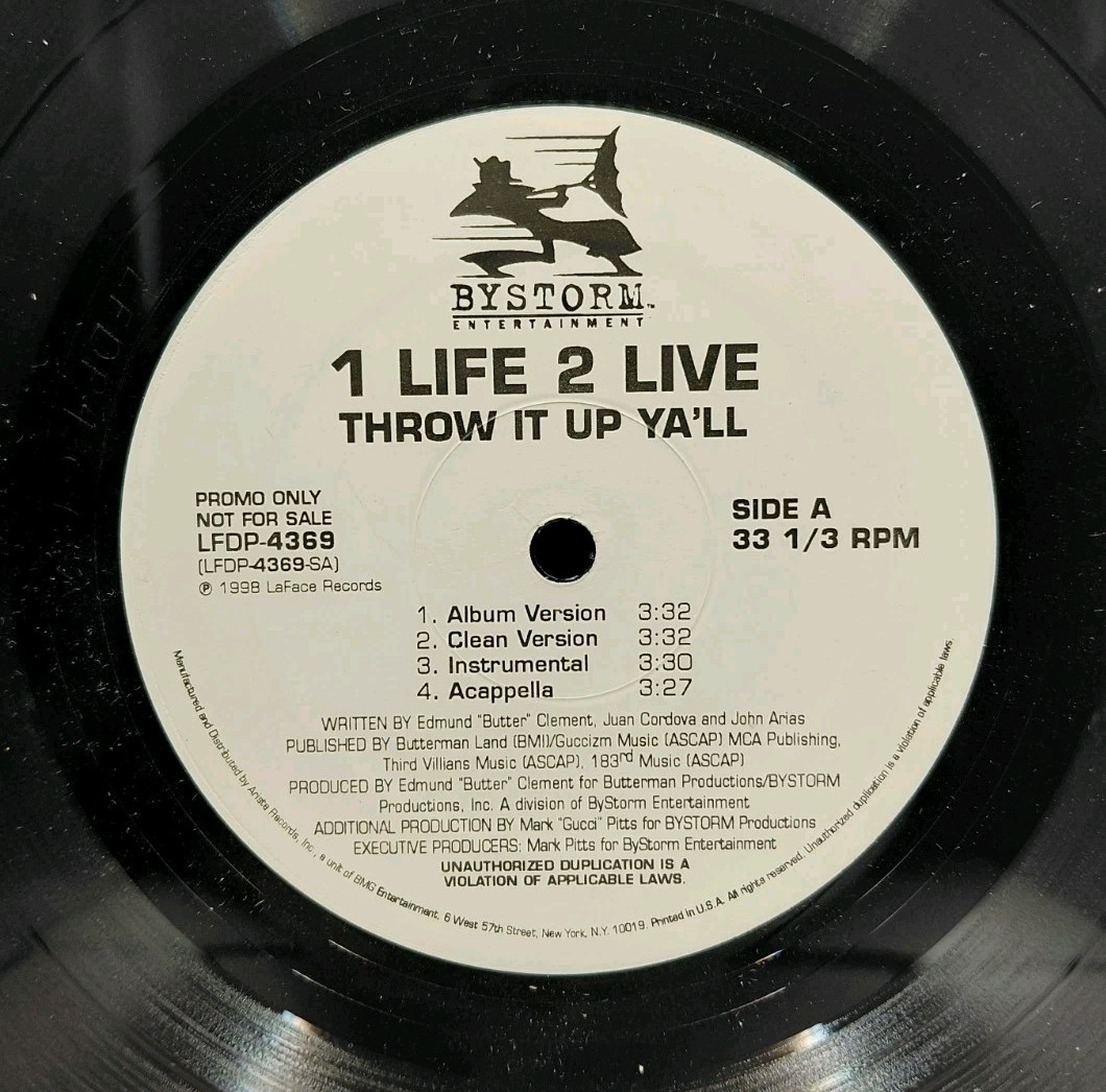 1 Life 2 Live "Throw It Up Ya'll" 12" Vinyl Record Maxi-single, (1999)