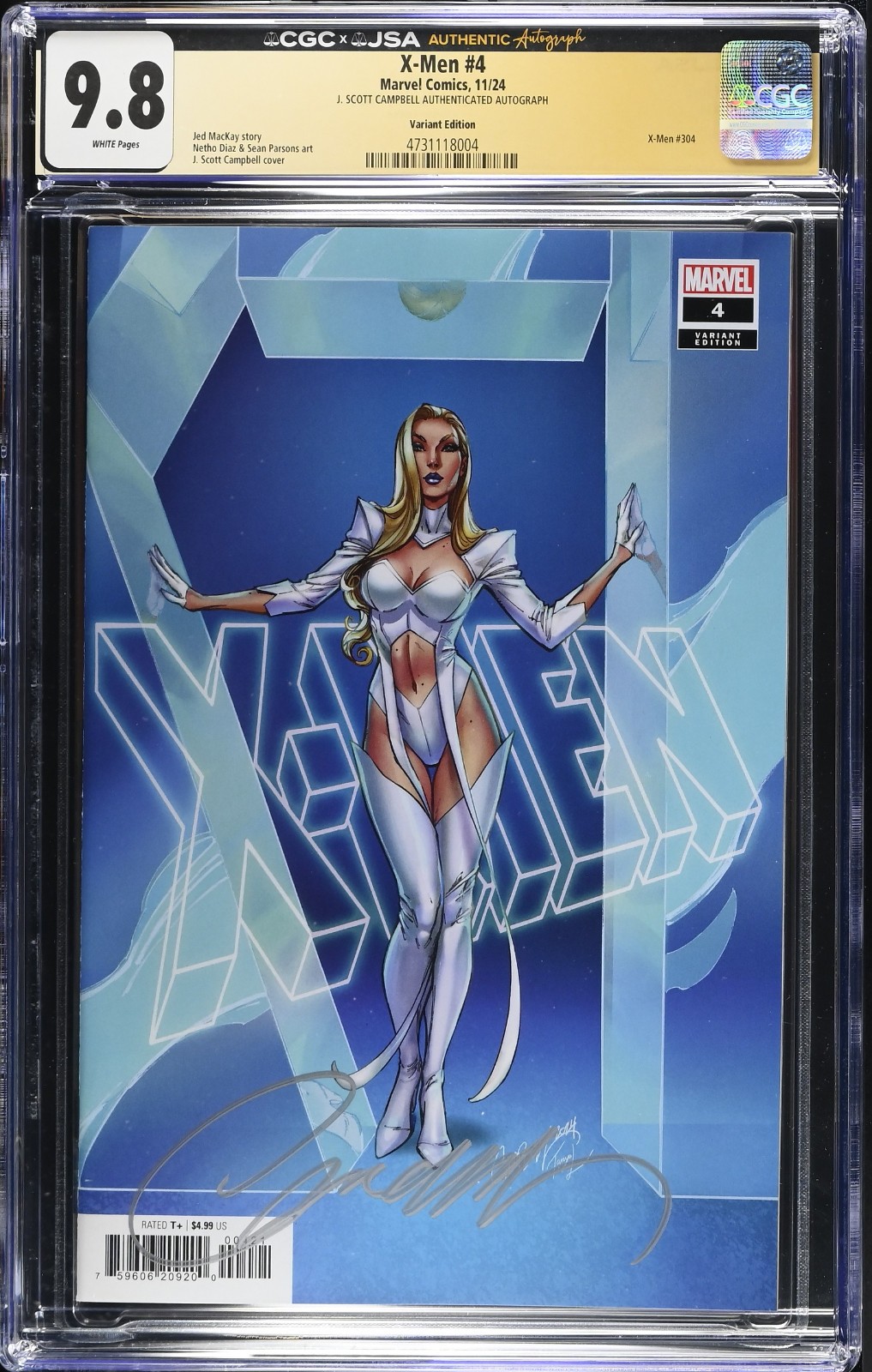X-Men #4 J Scott Campbell Emma Frost Trade Variant CGC/JSA 9.8 - Signed w/COA
