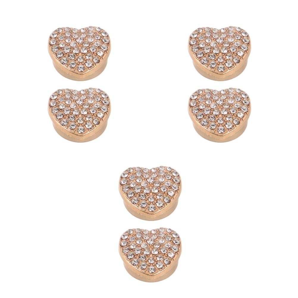 6 Knopfhüllen für Damenblusen, herzförmige Strass-Manschettenknöpfe,
