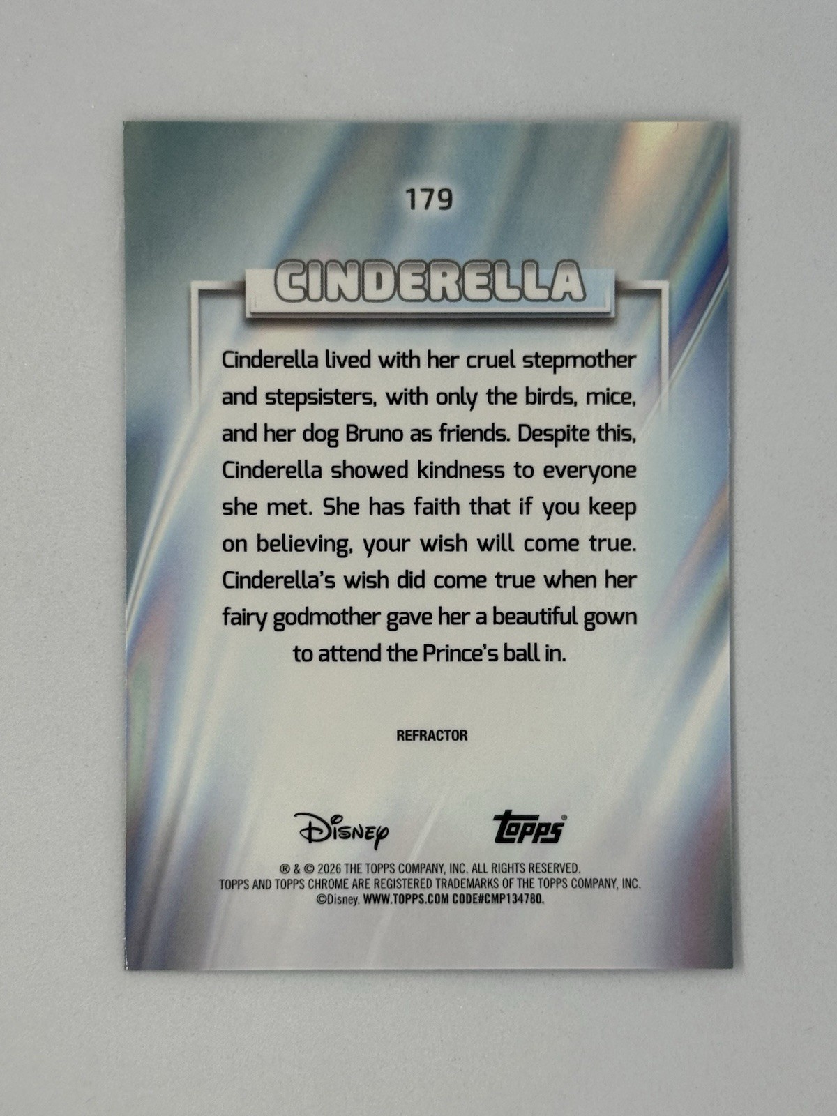 Cenerentola - 2026 Topps Chrome Disney rifrattore parallelo #179