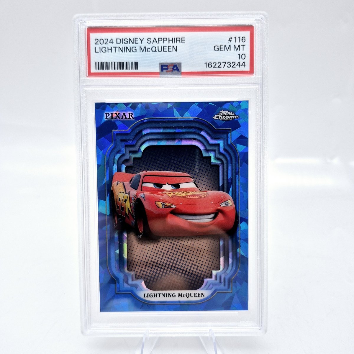 2024 Topps Chrome Disney Sapphire Lightning McQueen #116 PSA 10 blu