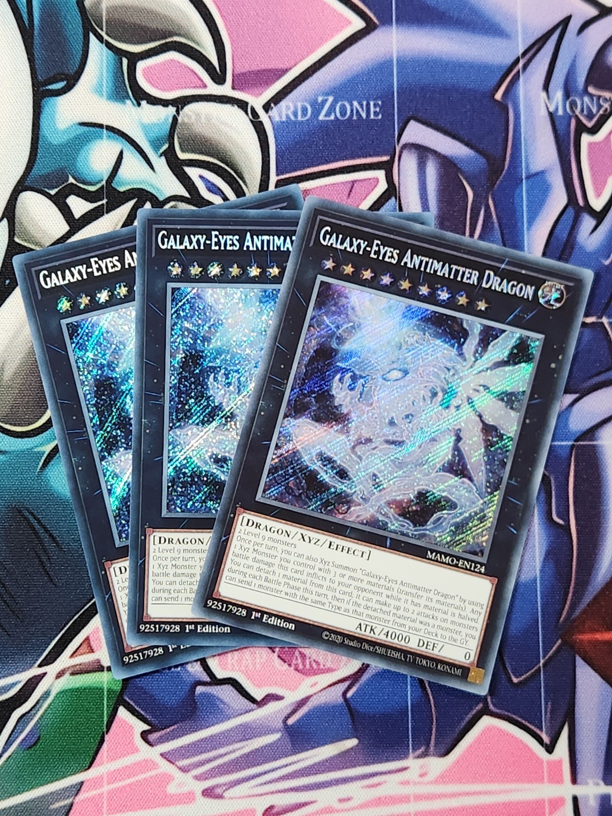 YUGIOH MAMO-EN124 Galaxy-Eyes Antimatter Dragon Secret Rare 1ST EDITION PLAYSET 