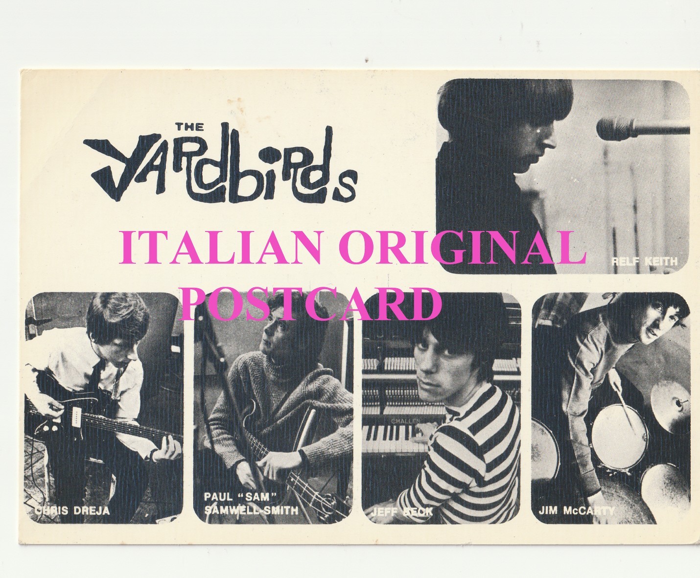 THE YARDBIRDS ORIGINAL ITALIAN POSTCARD 1965