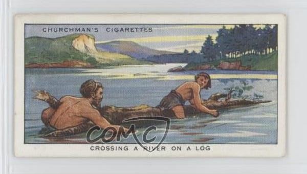 1937 Churchman's La storia della navigazione Tabacco che attraversa un fiume su tronco #1 0f8