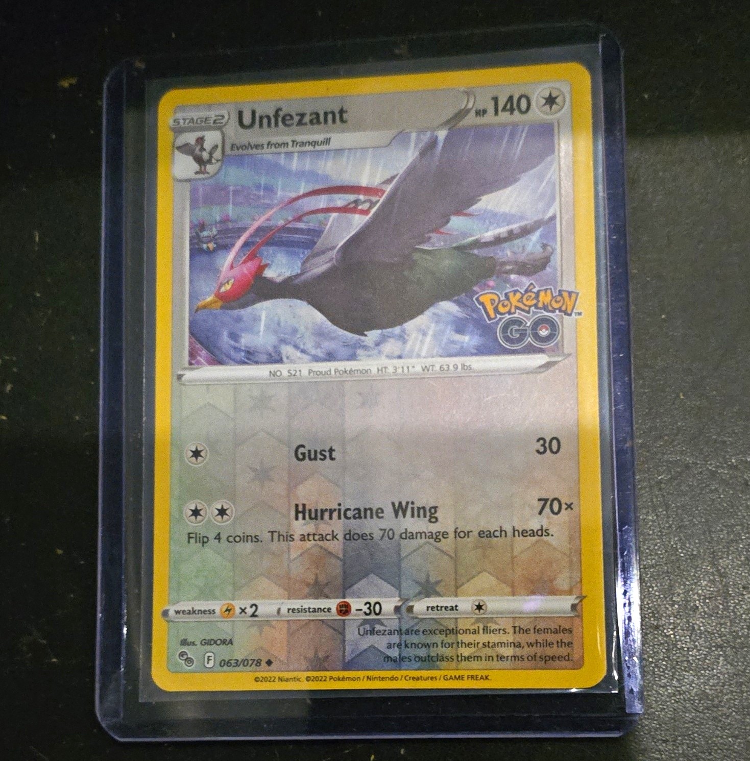 The Pokémon Company Pokemon TCG Pokémon GO Unfezant 063/078 Reverse Holo 140HP