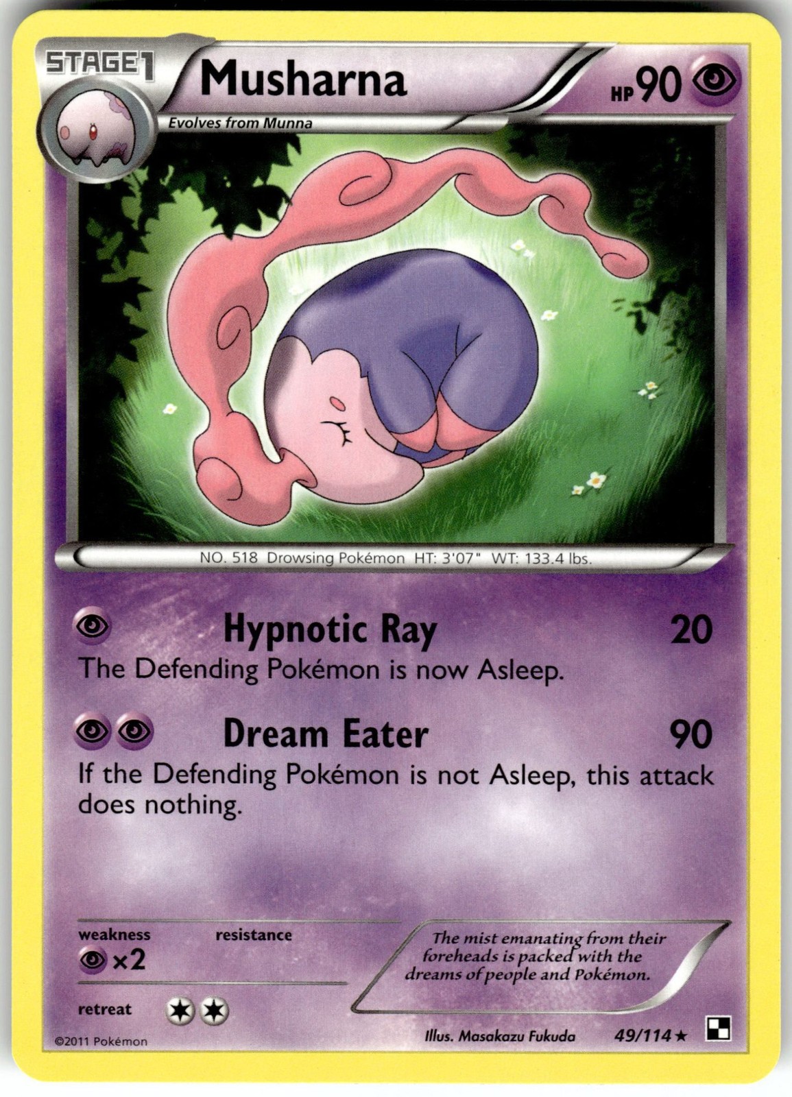 Pokemon Musharna bianco e nero 49/114 quasi nuovo