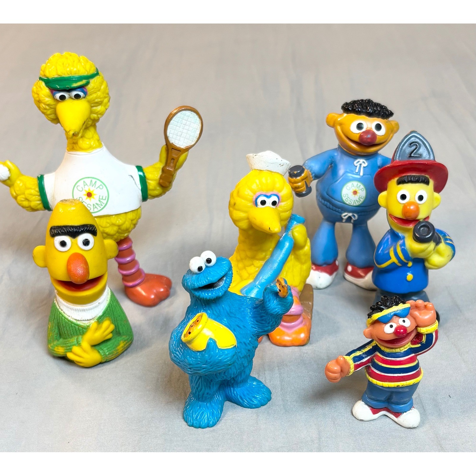 Lotto figurine vintage moderne Sesame Street PVC Big Bird Ernie Bert Cookie Monster