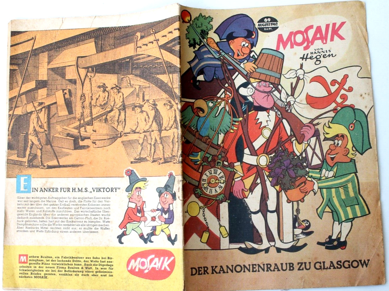 Originale Mosaico Hannes Hegen No. 69 August 1962 Il Kanonenraub Della Glasgow