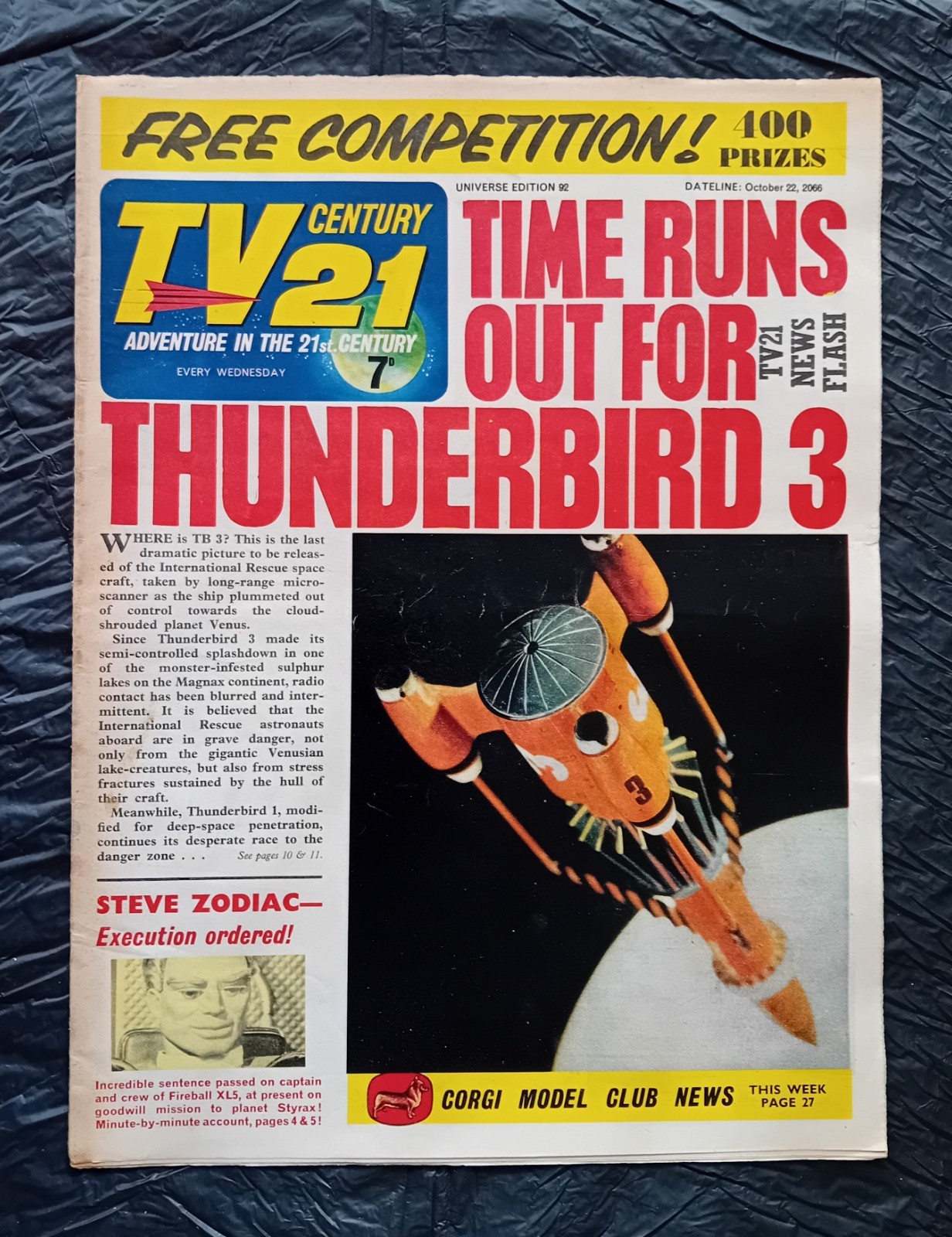TV Century 21 comic #92 (22/10/1966). Flat/clean/complete. VGC