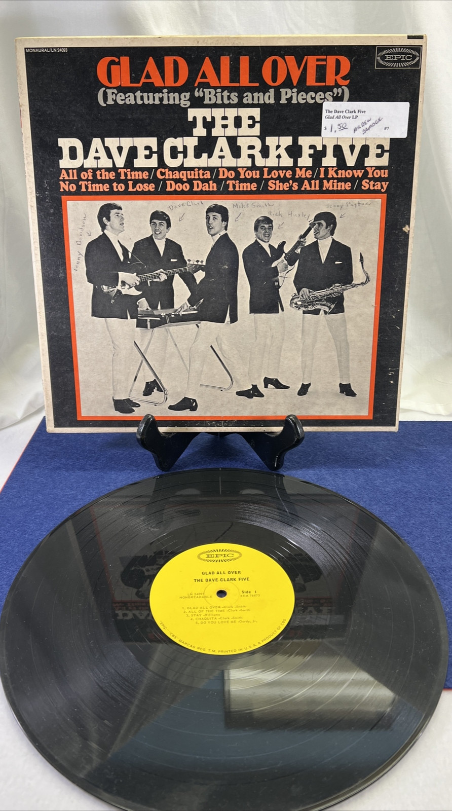 Vtg 1964 Dave Clark Five Glad All Over LP Epic BN 26093 Stereo Yellow Label VG+