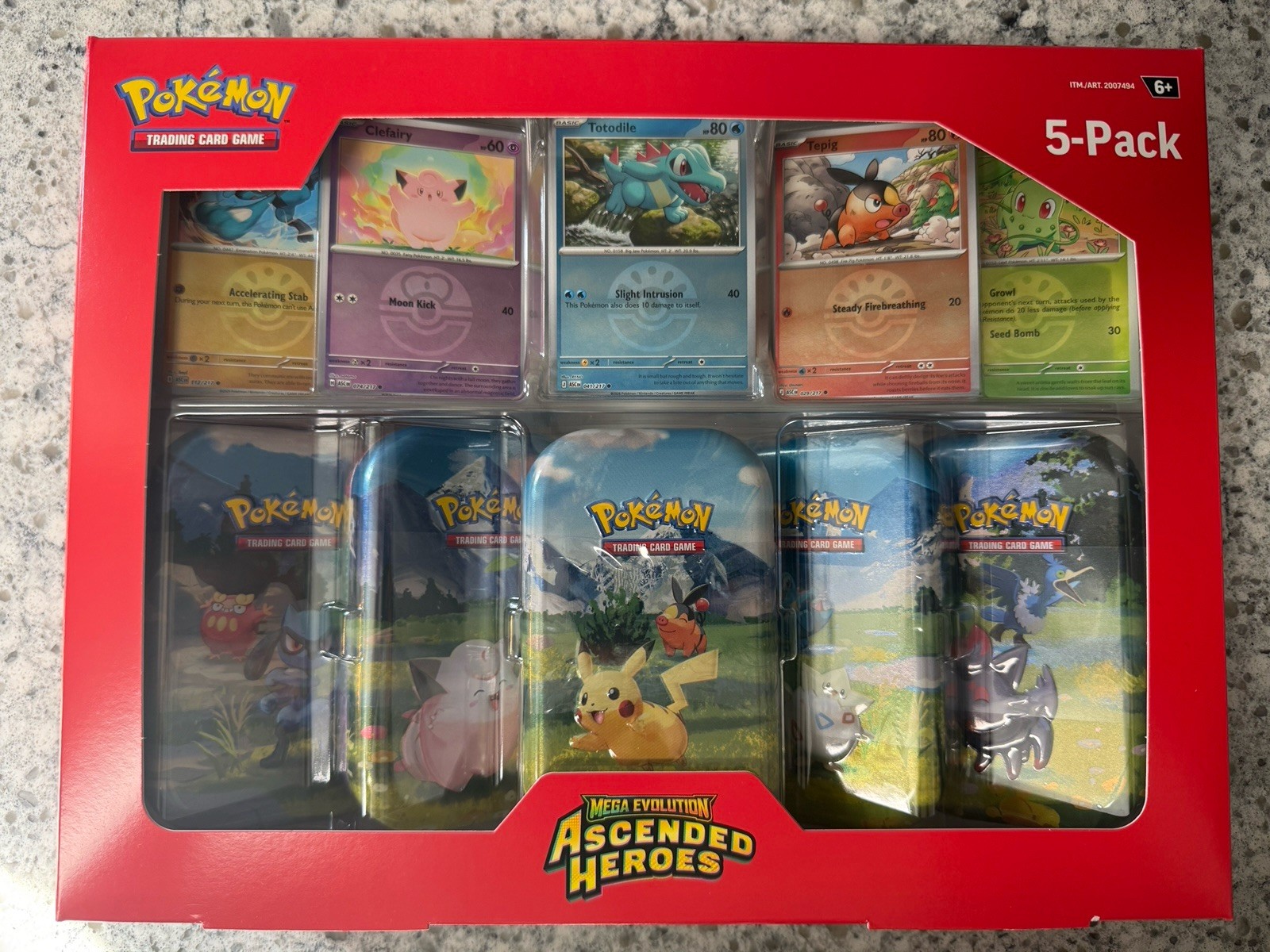 Pokémon TCG Eroi Ascesi Confezione da 5 Mini Tin Costco Sigillato/NuovoSPEDIZIONE 4 GRATIS 🔥❤️