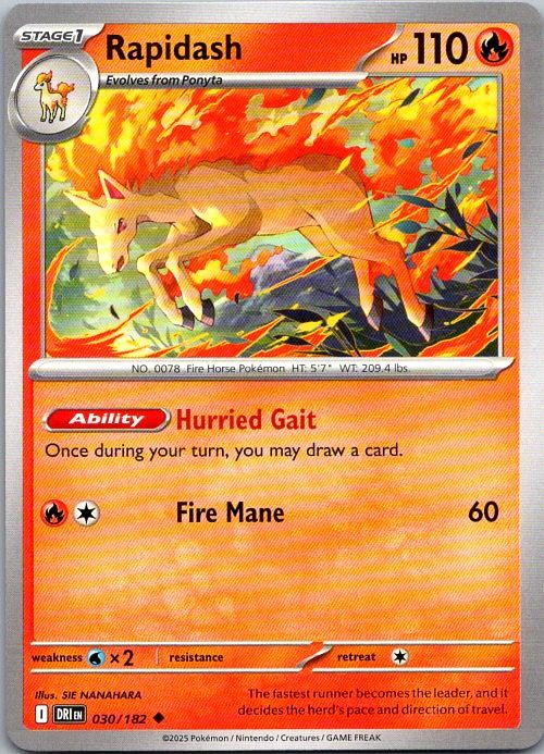2025 Rapidash 030/182 Uncommon Destined Rivals Pokemon