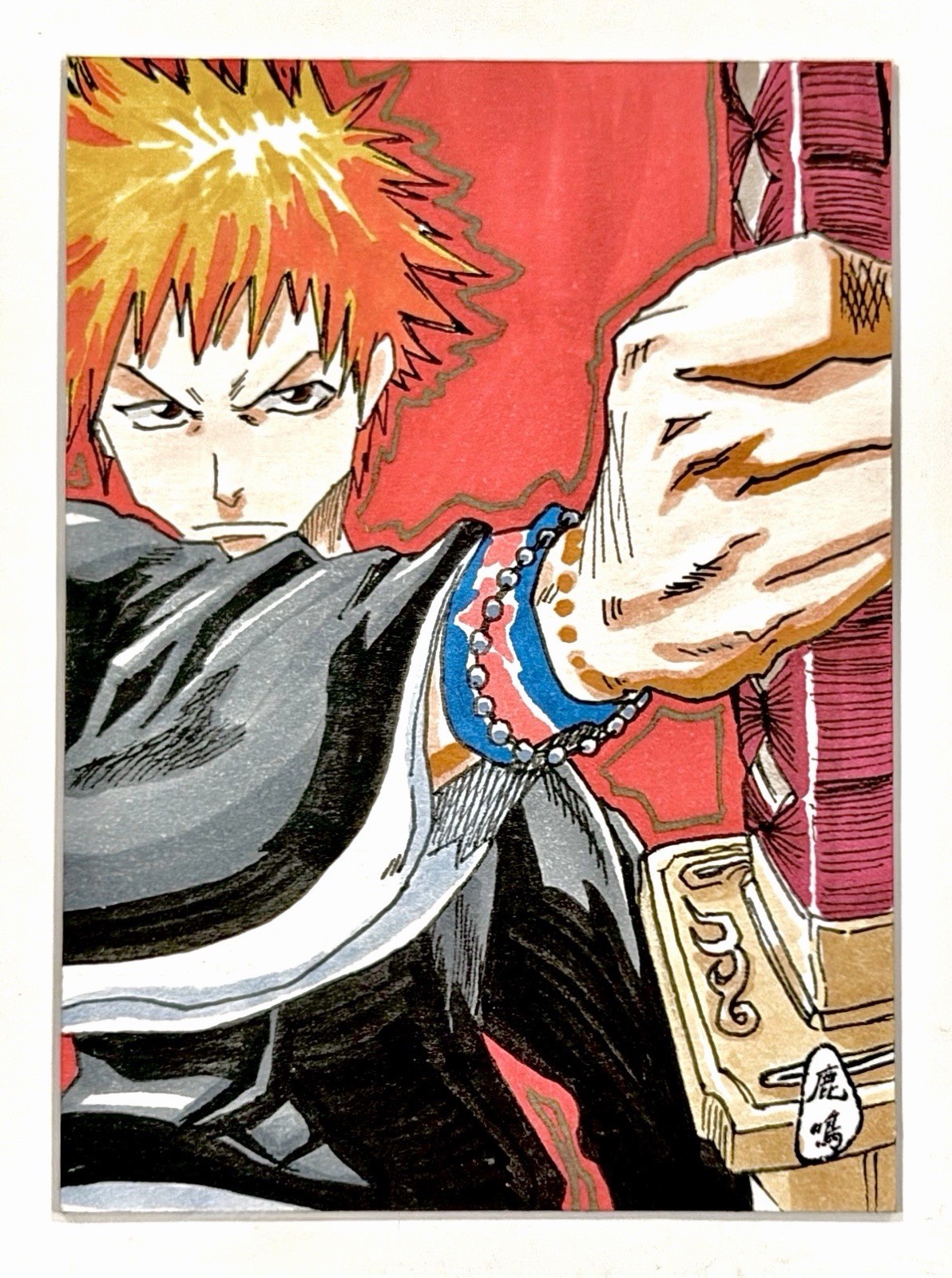 Bleach: Ichigo Kurosaki - 1/1 Hand-Drawn Art Signed Sketch Card - Thick ACEO