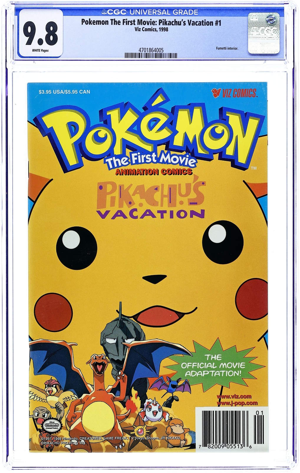 Pokemon Il primo film Le vacanze di Pikachu #1 prima stampa CGC 9.8 1998
