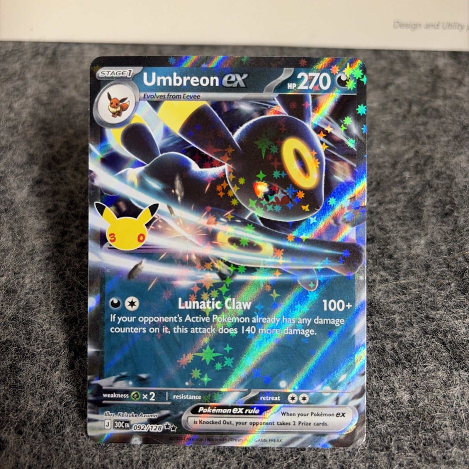 Pokemon 2026 30° Celebrazione - Umbreon ex confezione 092/128 fresca