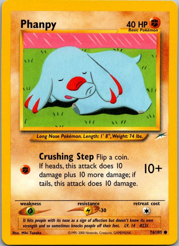 Phanpy 76/105 Common Neo Destiny Pokemon Unlimited Near Mint