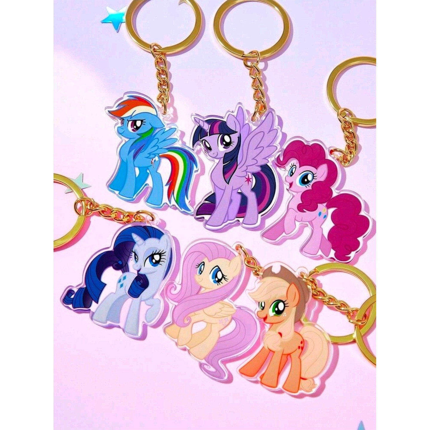 My Little Pony MLP set portachiavi acrilico 6 pezzi crepuscolo scintillante arcobaleno cruscotto rarità
