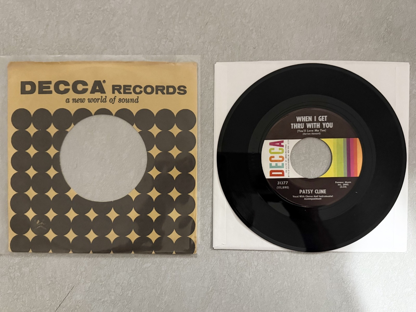 Patsy Cline When I Get Thru With You/ Imagine That 1962 *Vinyl* Record 45 VG