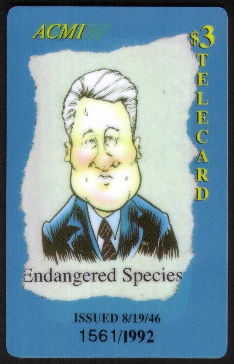Endangered Clinton Caricatura Di President Bill Clinton Usato Telefono Card
