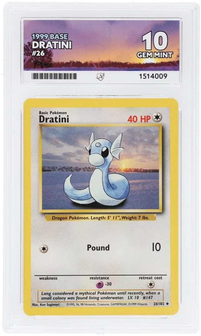 Pokémon Dratini Base Set 26/102 1999 WOTC Ace Gem Mint 10 Graded Card