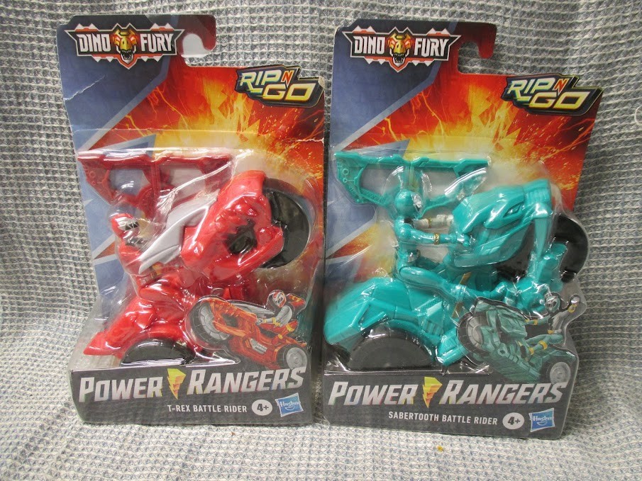 Power Rangers Rip N Go Sabertooth & T-Rex Battle Riders | Nuovo - Sigillato