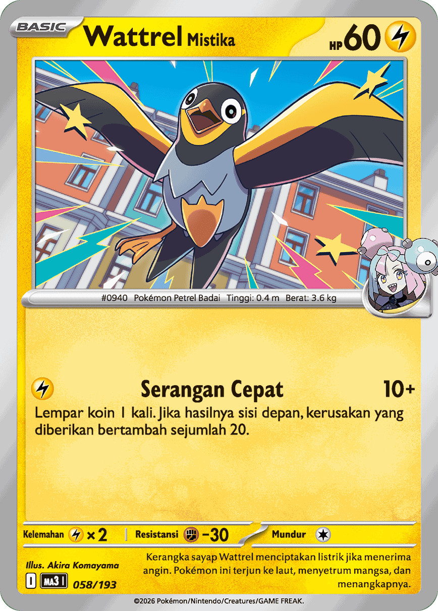 Iono's Wattrel 058/193 MA3 - Impian Mega Ex Set - Pokemon Indonesiano