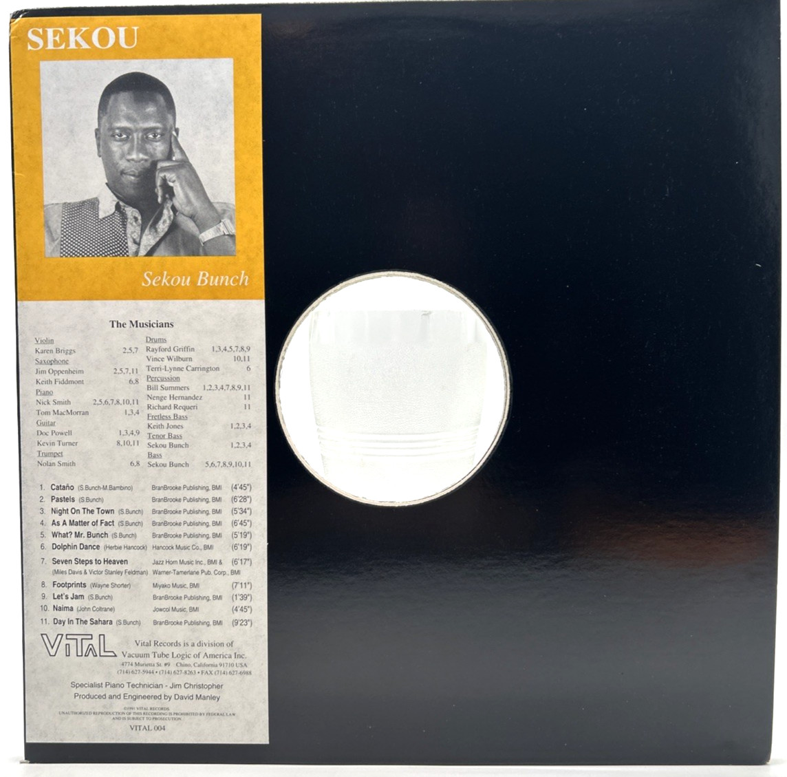 SEKOU BUNCH "Sekou" 2xLP 1991 Vital Records ‎– VITAL 004 Ultrasonic Clean NM