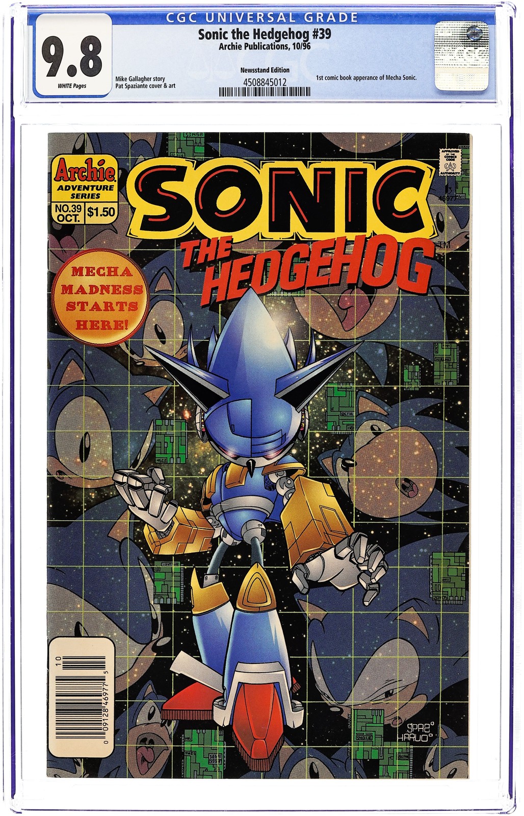 Sonic il Riccio #39N CGC 9.8 Edicola 1996 4508845012