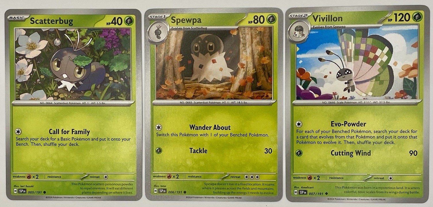 Scatterbug 005/191 + Spewpa 006/191 + Vivillion 007/191 Set Evoluzione PokémonTCG