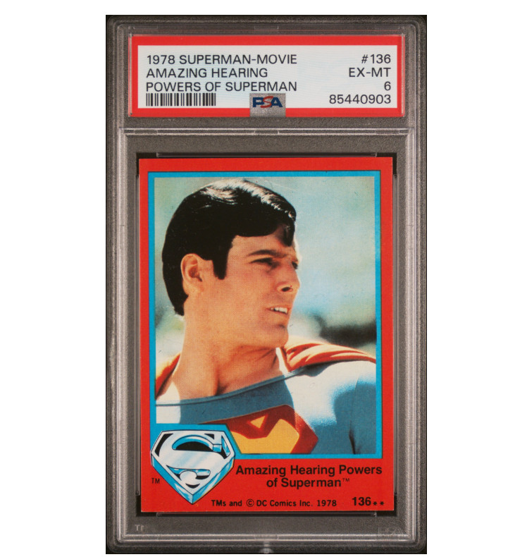 1978 Topps Superman The Movie #136 Incredibili poteri uditivi di Superman PSA 6