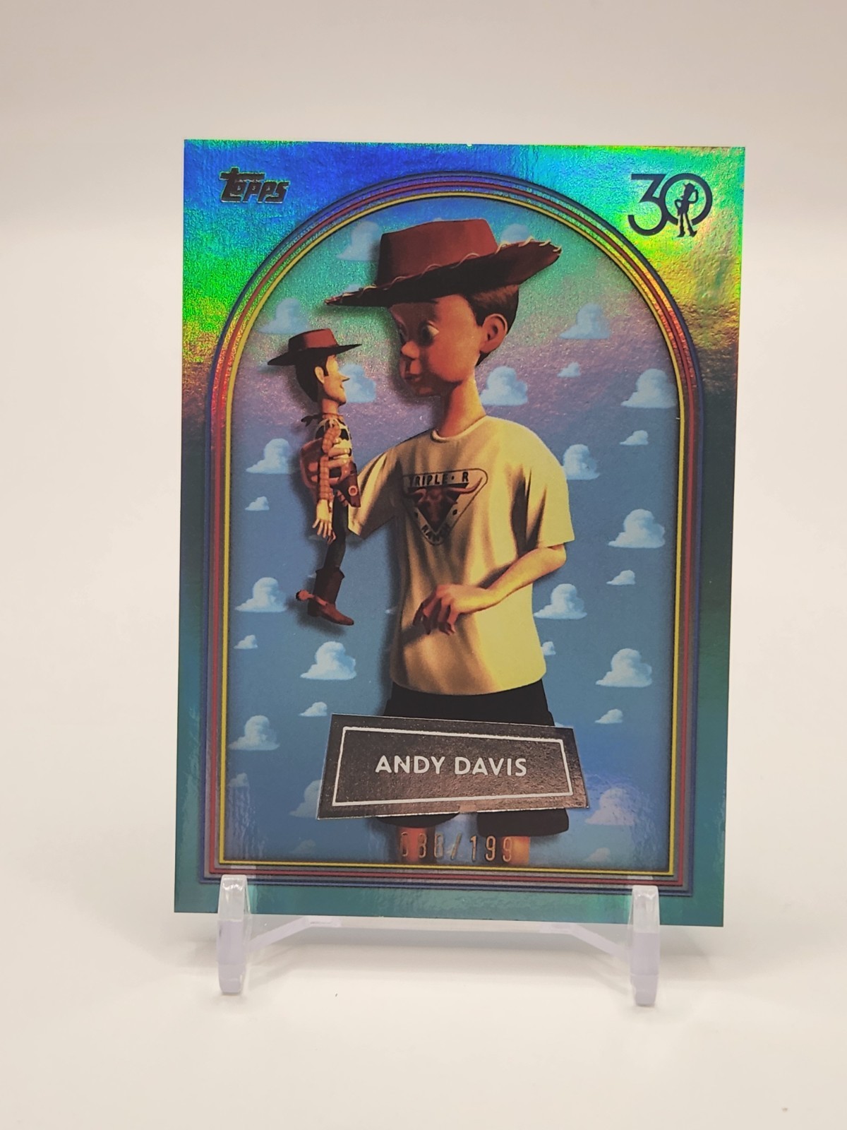 2025 Topps Toy Story Andy Davis #7 Aqua Foil /199 137/199 NM Disney
