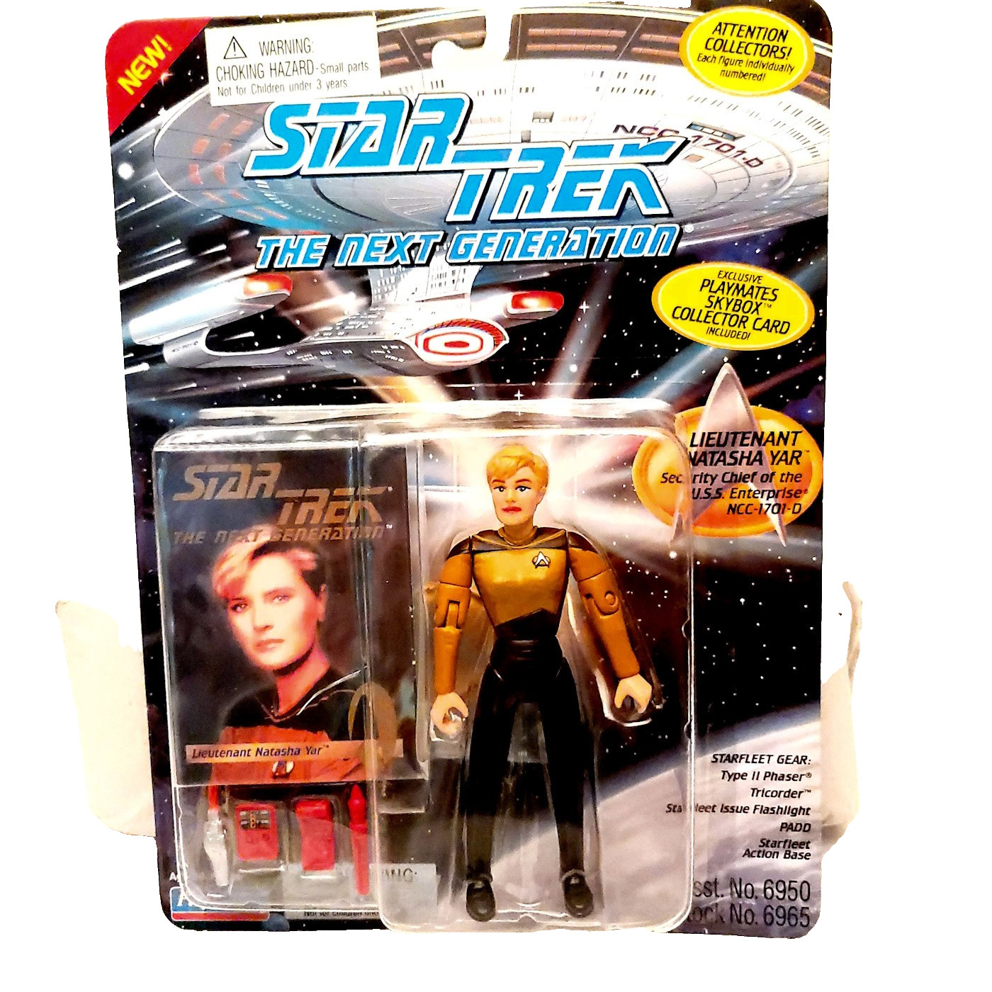 Figurina Star Trek TNG Tenente Natasha Yar - Playmates #6965 1994 - sigillata su cartoncino