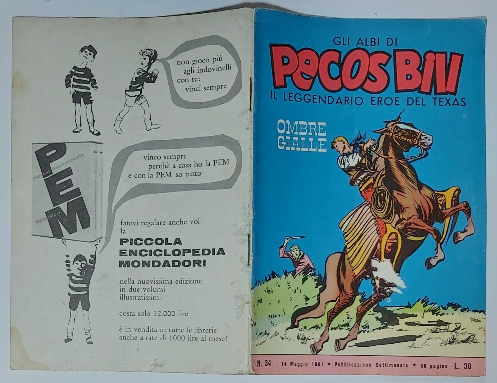 15260 Gli albi di Pecos Bill n. 34 - Ombre gialle - 1961