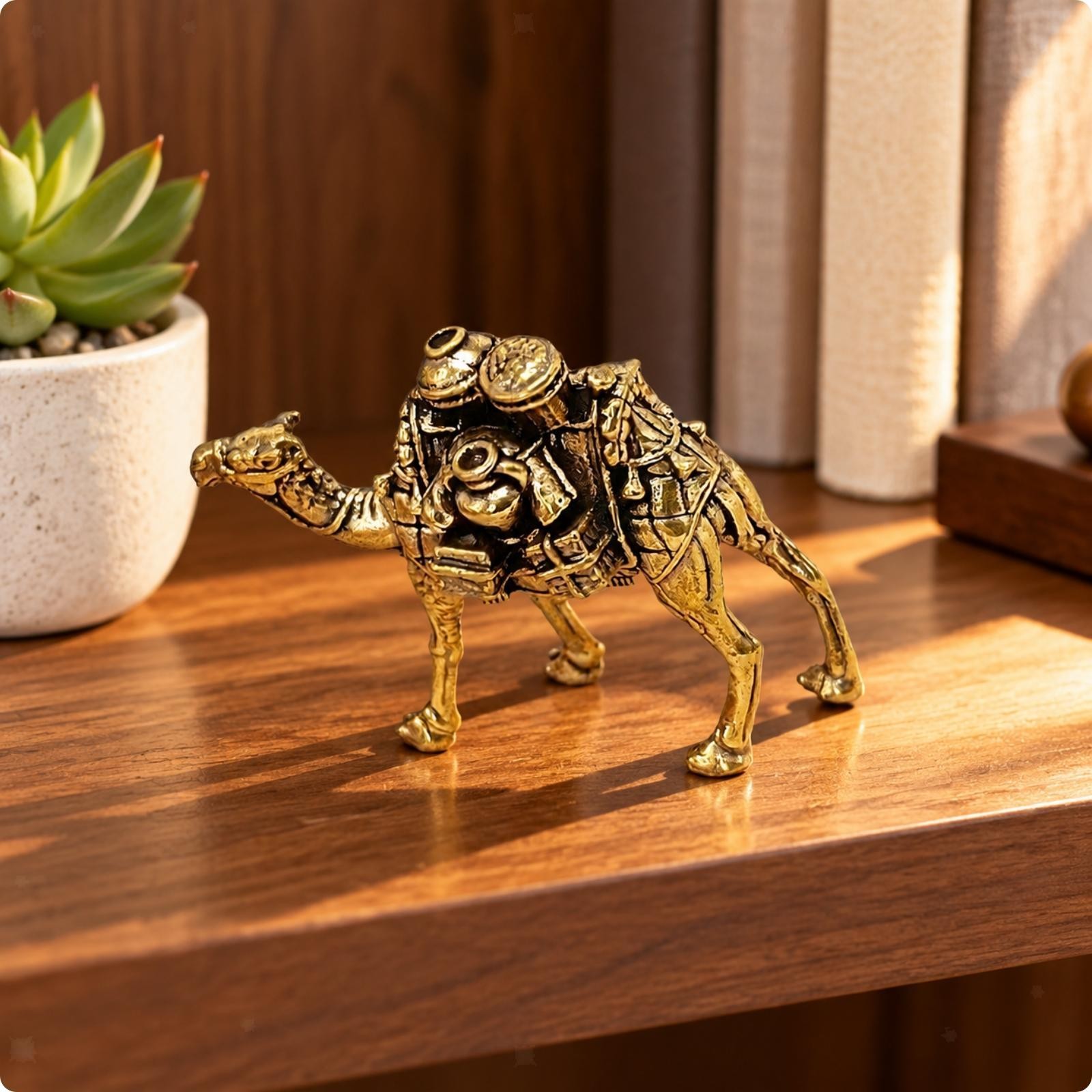 Statue De Chameau Avec Bagages - Figurine De Chameau En Laiton Style Compact,