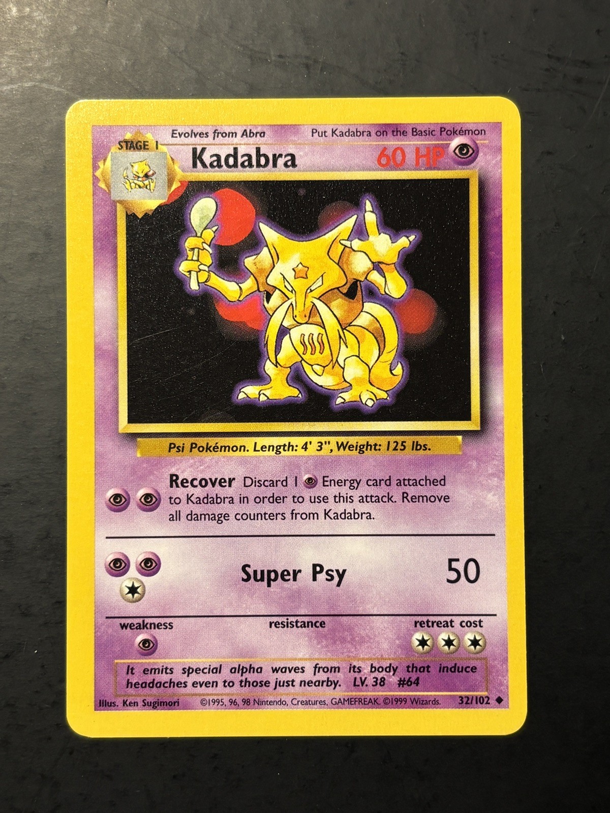 KADABRA 32/102 Set Base Non Comune Pokemon Illimitato Giocato Leggermente