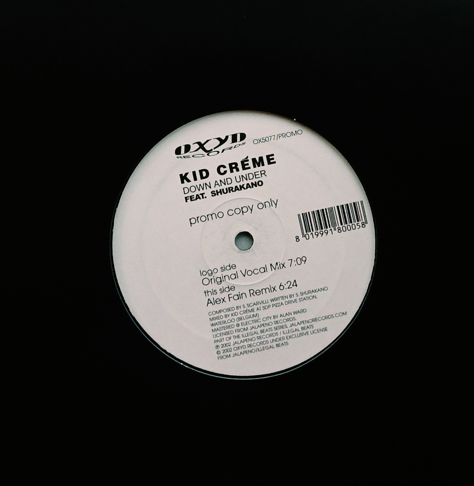 Vinyl Record - Kid Crème Feat. Shurakano ‎– Down And Under - House - 12" Italy
