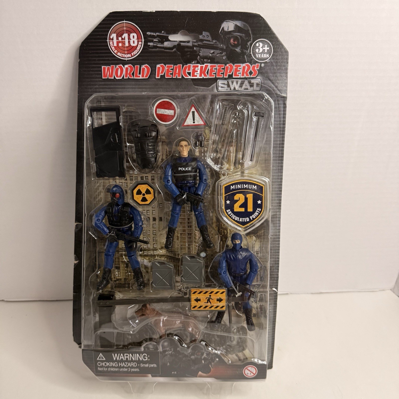 World Peacekeepers SWAT Police Team 3 Figures K9 1:18 Factory Sealed
