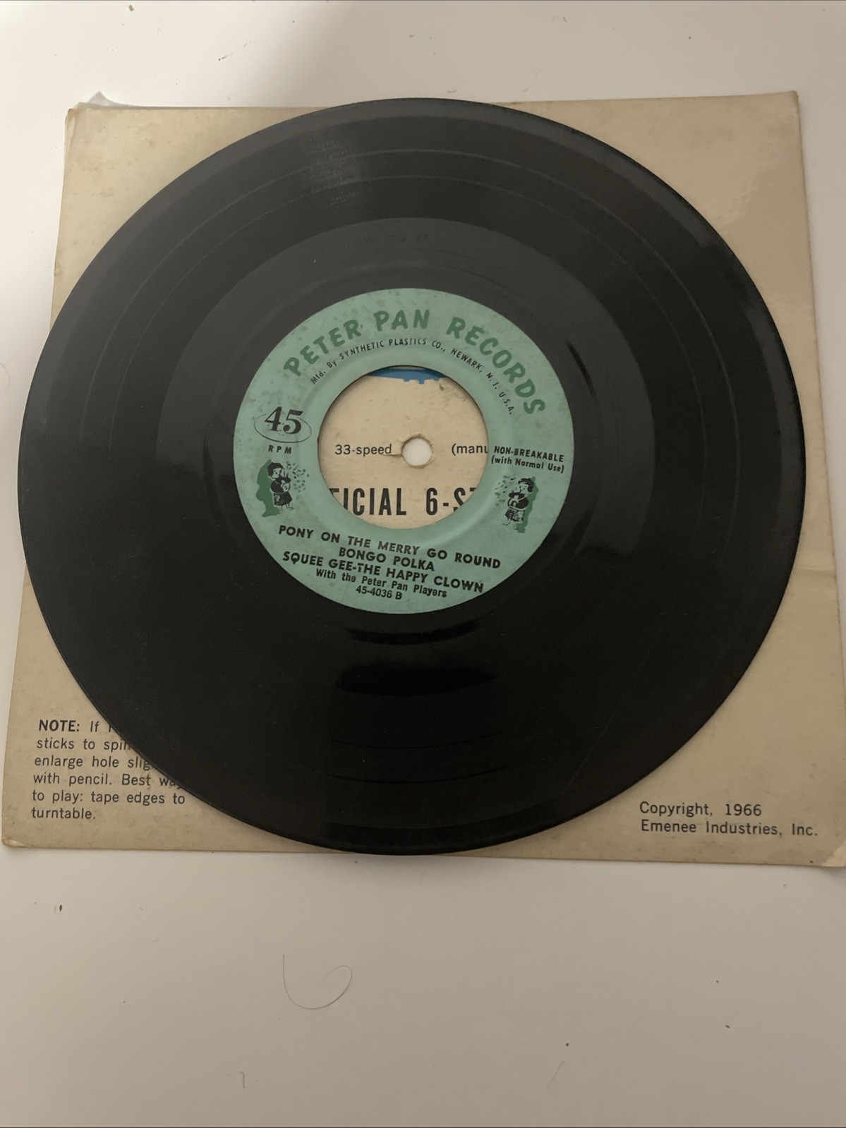 Peter Pan Records The Hokey Pokey / Pony On The Merry-Go-Round 7" Vinyl 45rpm