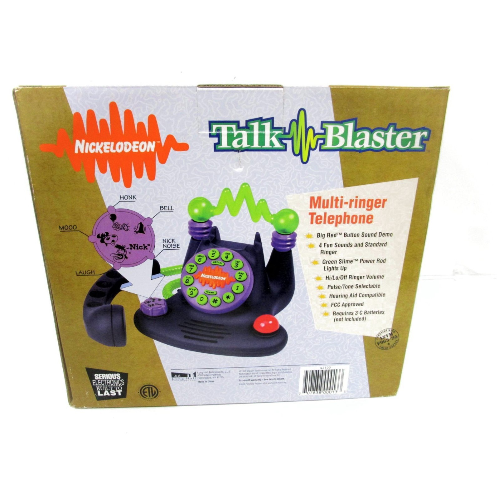 Telefono multiringer vintage Nickelodeon Talk Blaster in scatola mai usato! Raro!