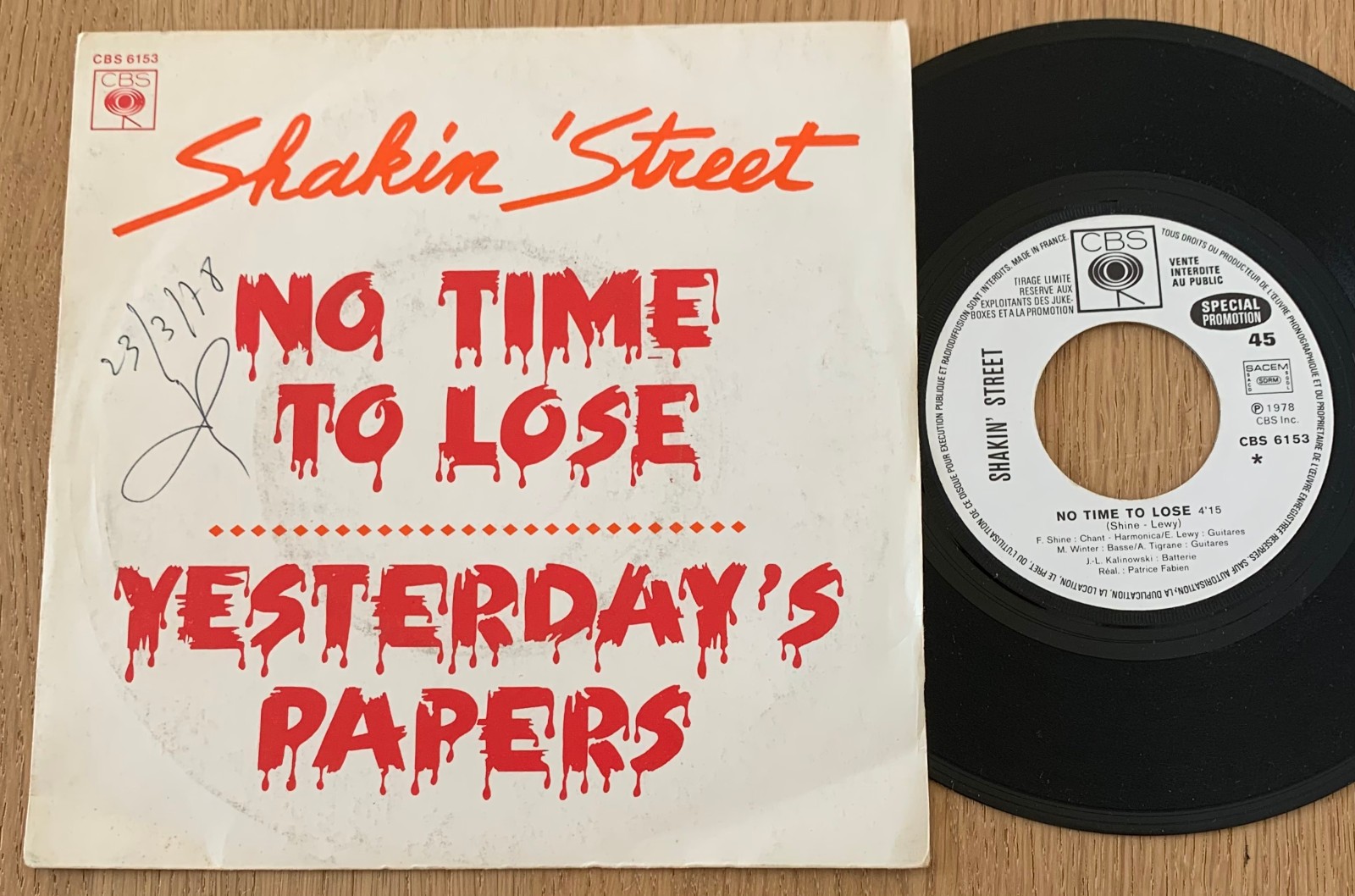 SHAKIN STREET - NO TIME TO LOSE - 45T - EDITION PROMO FRANCE 1978 CBS 6153