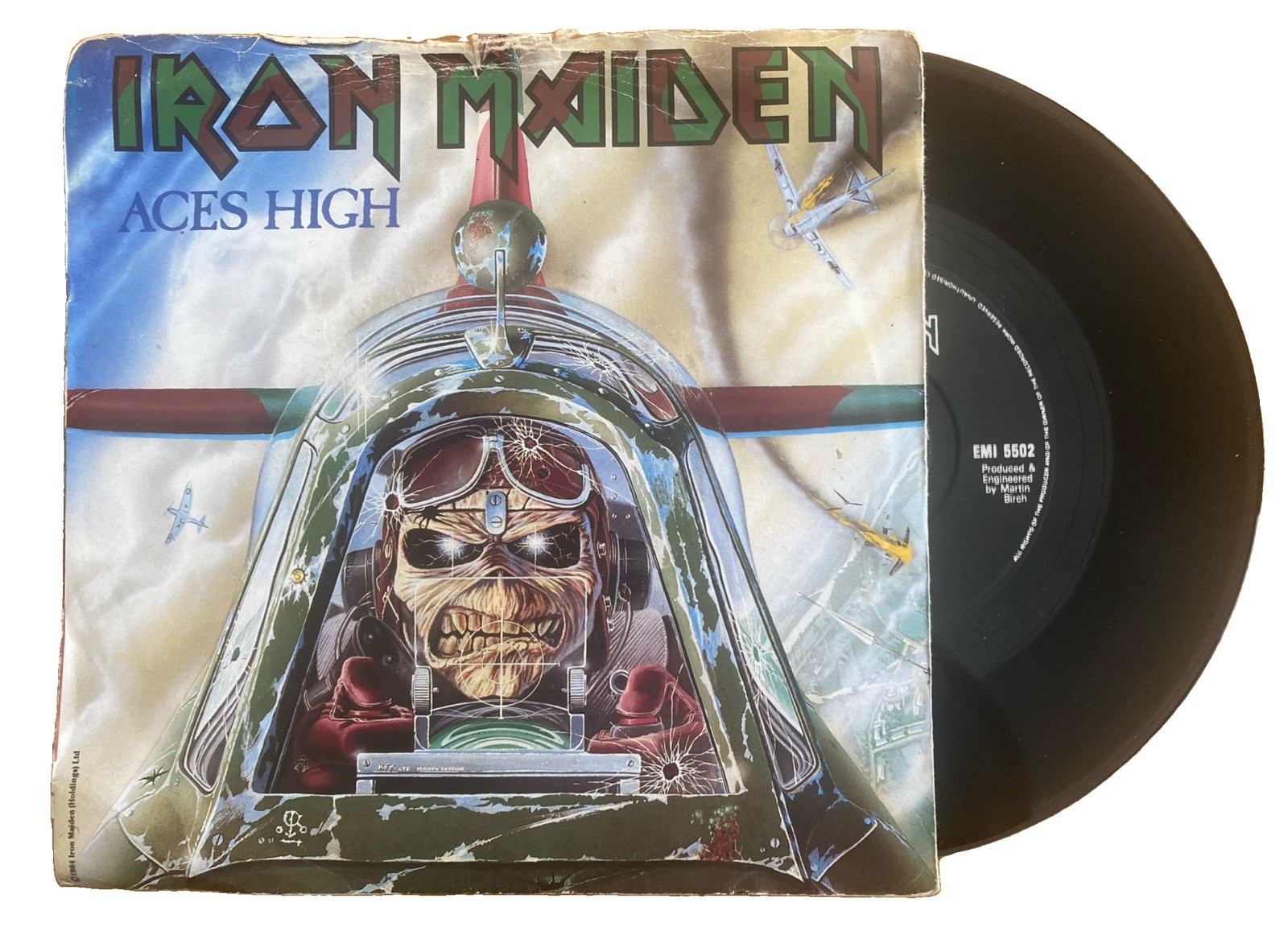 Iron Maiden - Aces High 7" Single Record EMI5502 A1 / B2 Sterling EMI 1984 Vg+