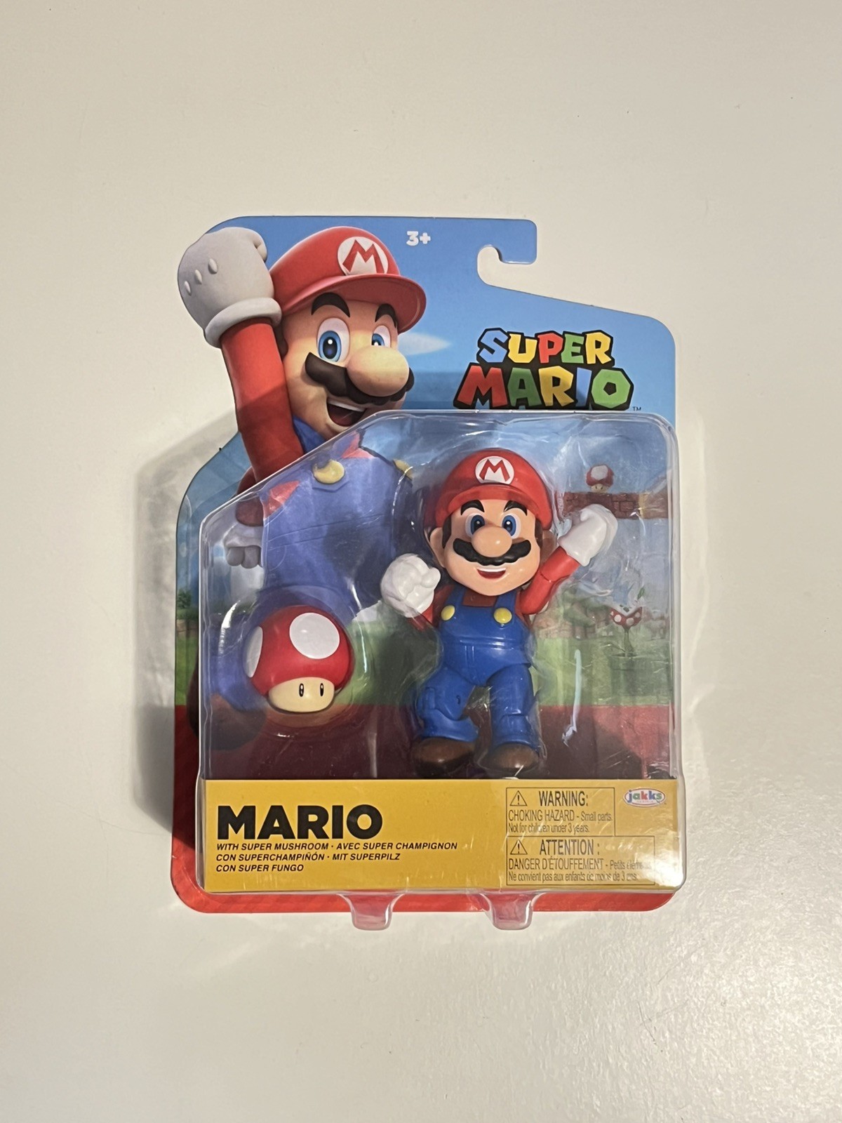 Super Mario Figures 3.5" Mario with Super Mushroom New BNIB Jakks Pacific