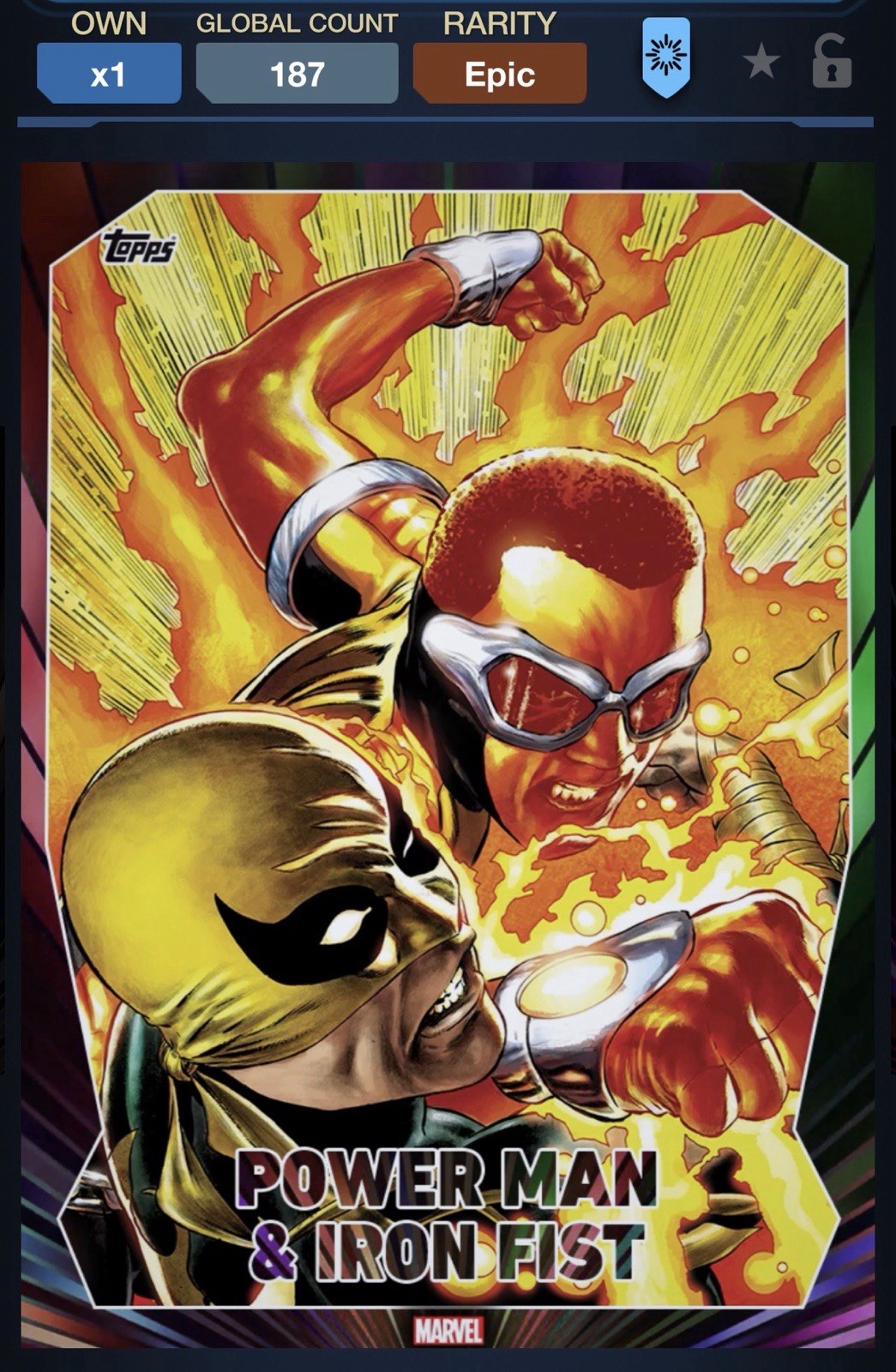 21 Topps Marvel Collect DIGITAL Clash Defiance Rainbow EPIC Power Man Iron Fist