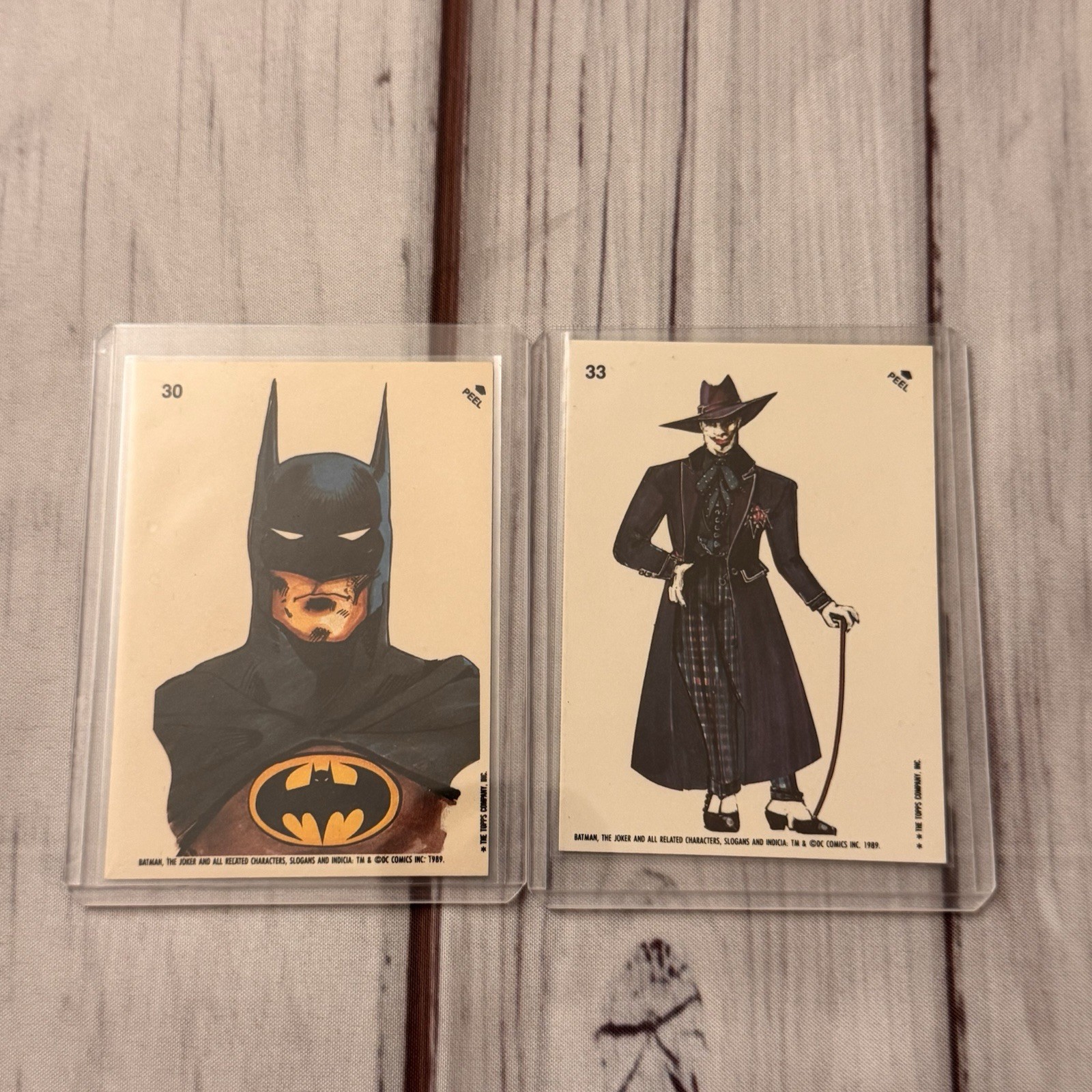 1989 Topps, Batman Movie Sticker, #30 Batman #33 Joker Cards Lot