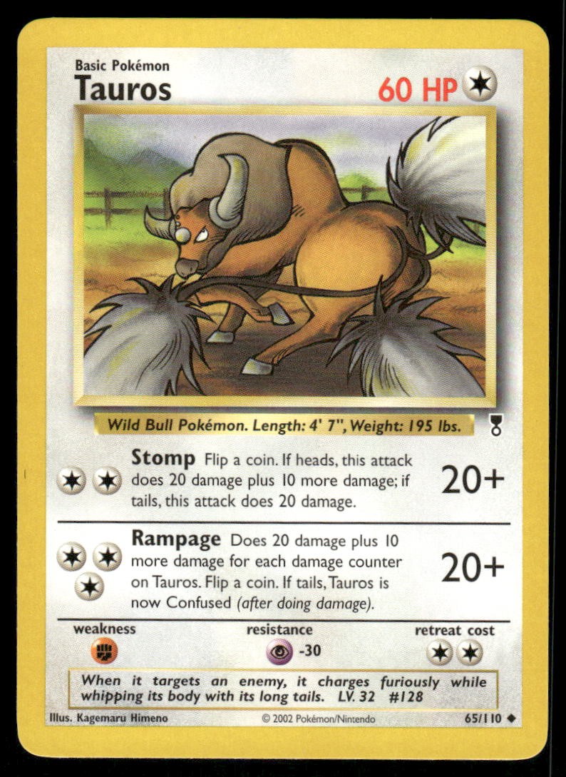 Pokemon Cards Tauros 65/110 Legendary Collection Uncommon NM