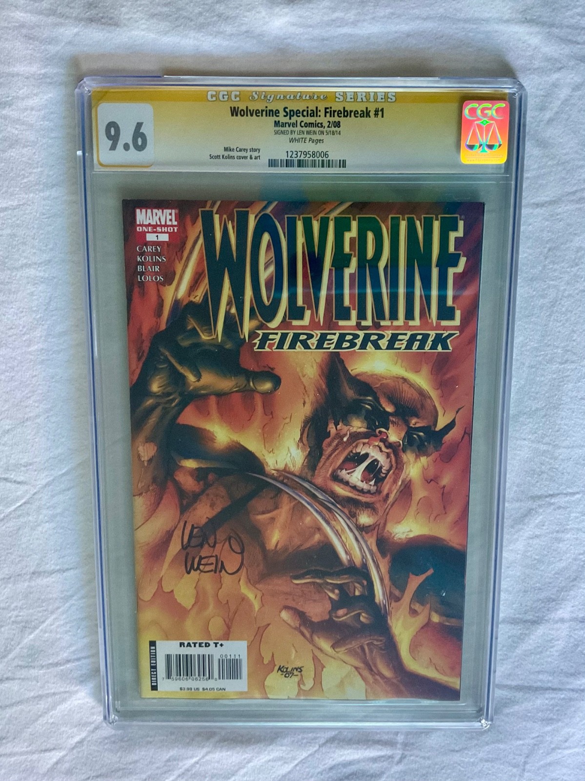 LEN WEIN firmato 9.6 CGC Wolverine 1 SERIE FIRMA inquietante x-men hulk 180 181