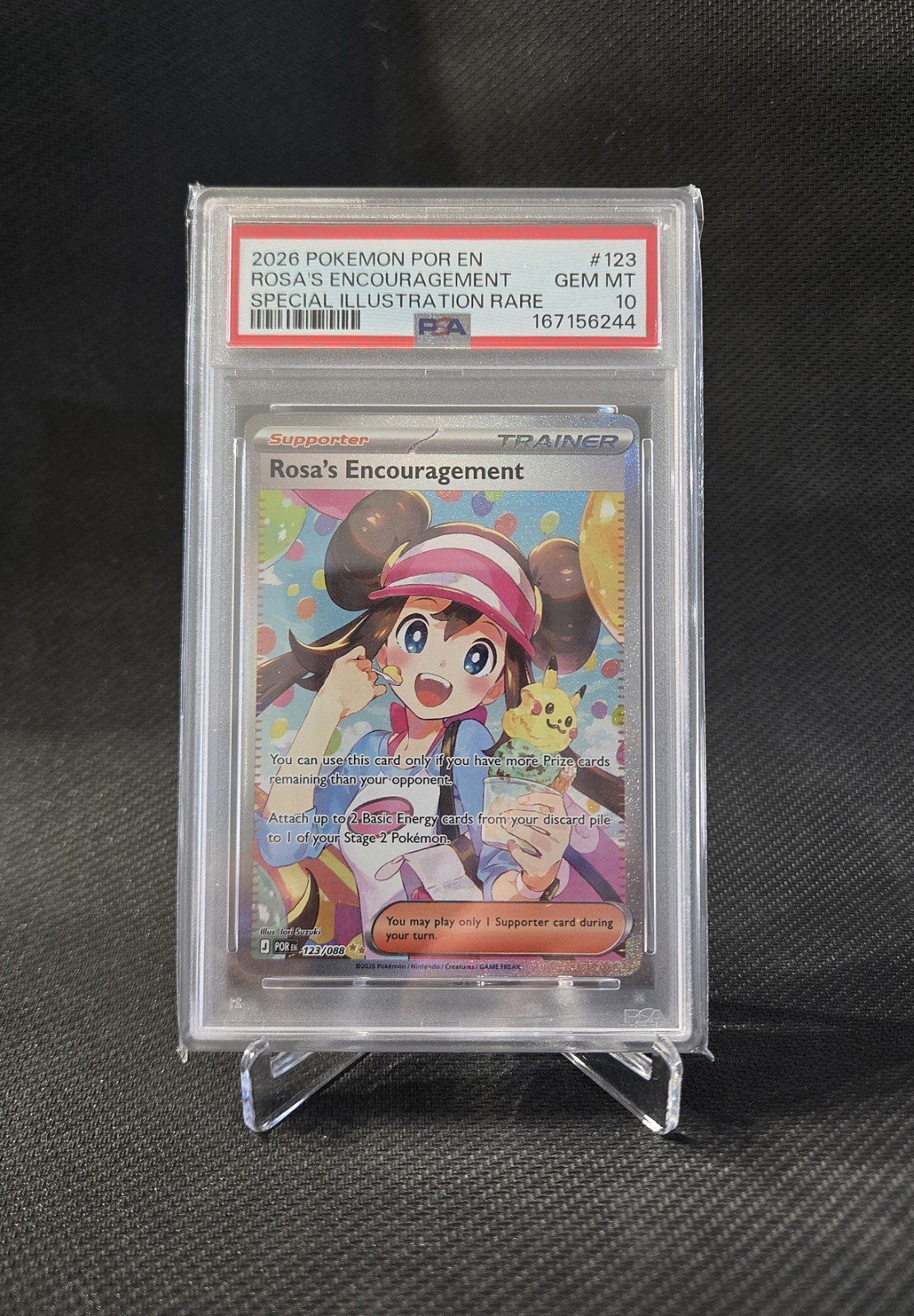 PSA Gemma Mint 10 Pokemon Ordine Perfetto Incoraggiamento Rosa SIR 123/088